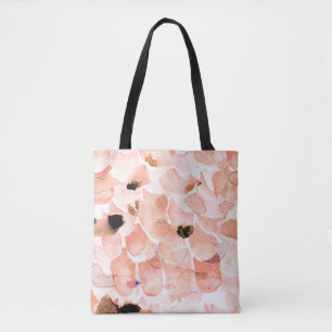 Bolso De Tela Rosas, peones y hojas, patrón de acuarela.