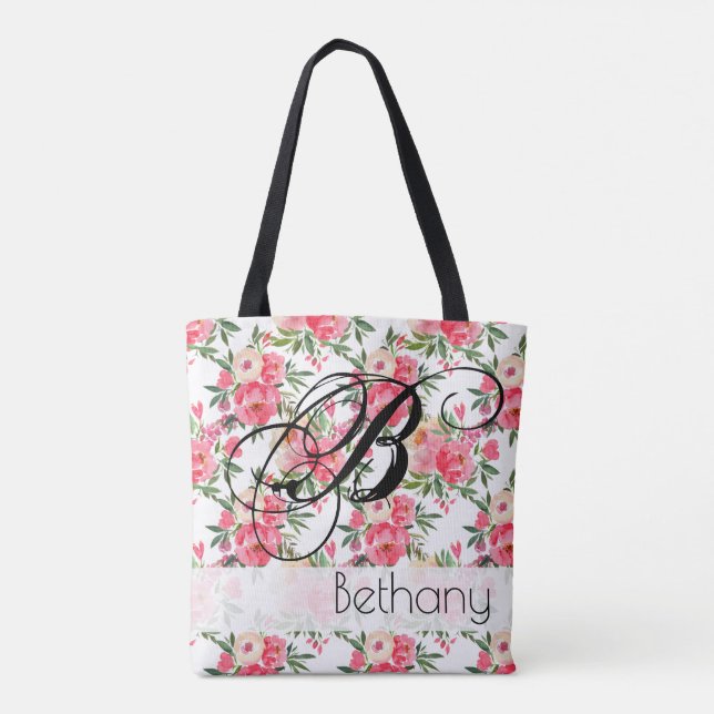 Bolso De Tela Rosas Peony Floral Tote Bag (Reverso)