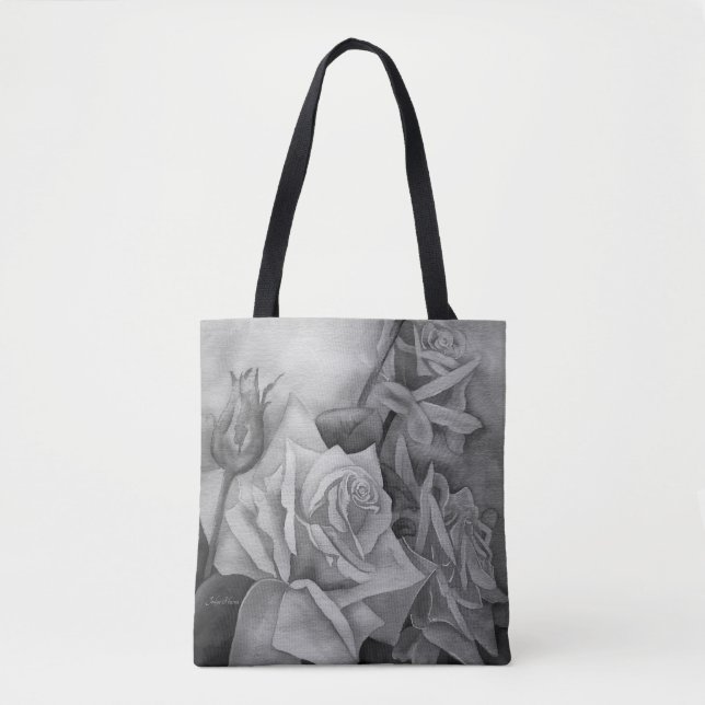 Bolso De Tela Rosas perfectos en tonos de Tote gris (Anverso)