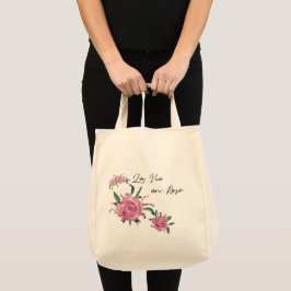 Bolso De Tela Rosas pintadas a mano La Vie en Rosa