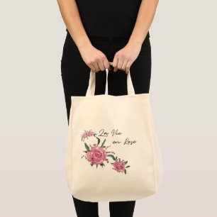 Bolso De Tela Rosas pintadas a mano La Vie en Rosa