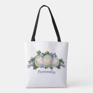 Bolso De Tela Rosas Plumbago Flor Bouquet Estilizar
