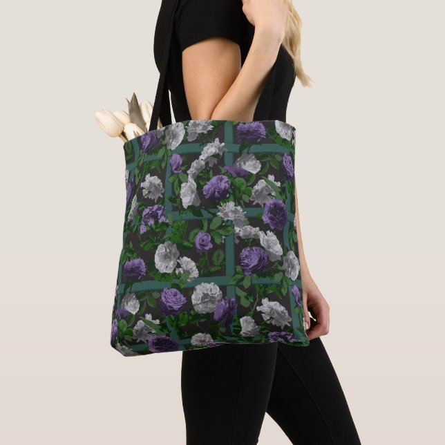 Bolso De Tela Rosas Purple Elegent Floral (Detalle)