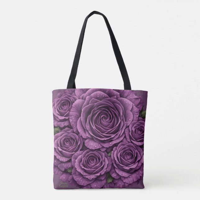 Bolso De Tela Rosas Purpura Simplemente Inspiradas (Reverso)