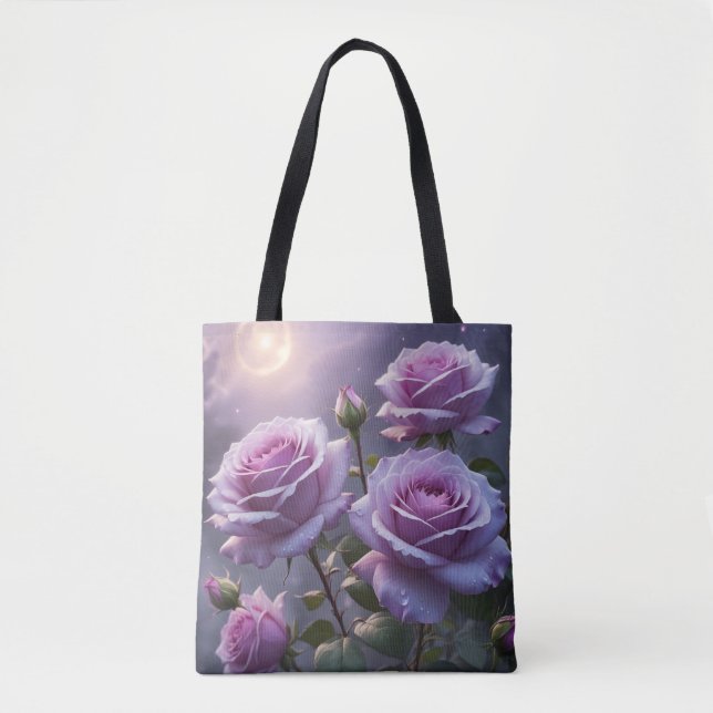 Bolso De Tela Rosas Púrpuras (Anverso)