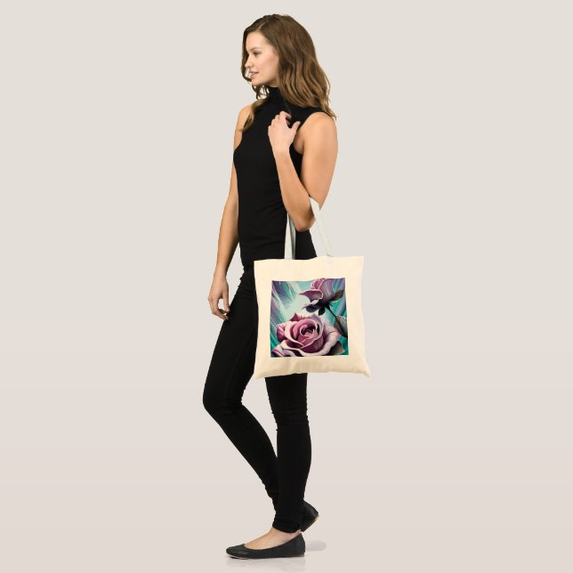 Bolso De Tela Rosas radiantes: Pétalos rosa y púrpura perfecto (Anverso (modelo))