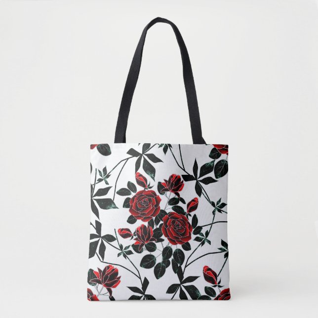 Bolso De Tela Rosas rojas. (Anverso)