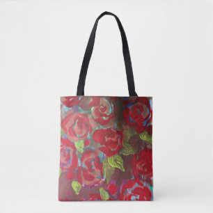 Bolso De Tela Rosas Rojas