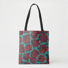 Bolso De Tela Rosas Rojas