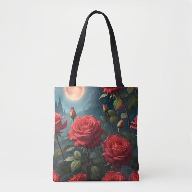 Bolso De Tela Rosas Rojas  (Anverso)