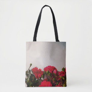 Bolso De Tela Rosas rojas brotes frescos floreciendo flores bril