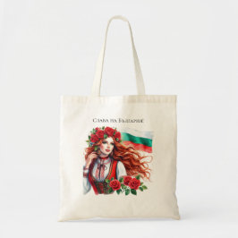 Bolso De Tela Rosas rojas búlgaras de la tradición de la bandera