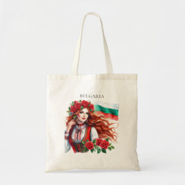 Bolso De Tela Rosas rojas búlgaras de la tradición de la bandera