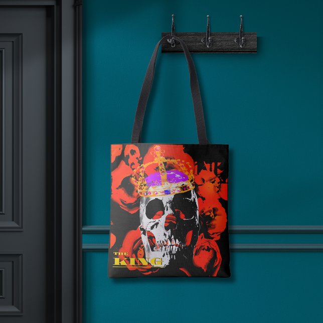 Bolso De Tela Rosas rojas de cráneo gótico (Subido por el creador)