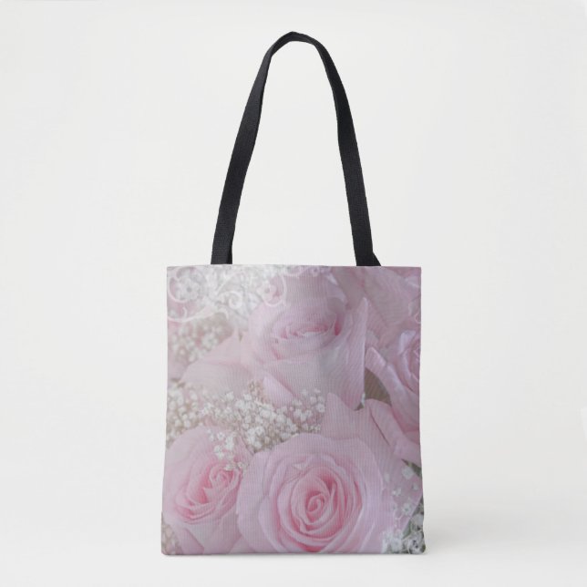 Bolso De Tela Rosas rosa blandas y aliento del bebé (Anverso)