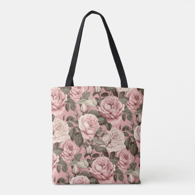 Bolso De Tela Rosas rosadas (Reverso)