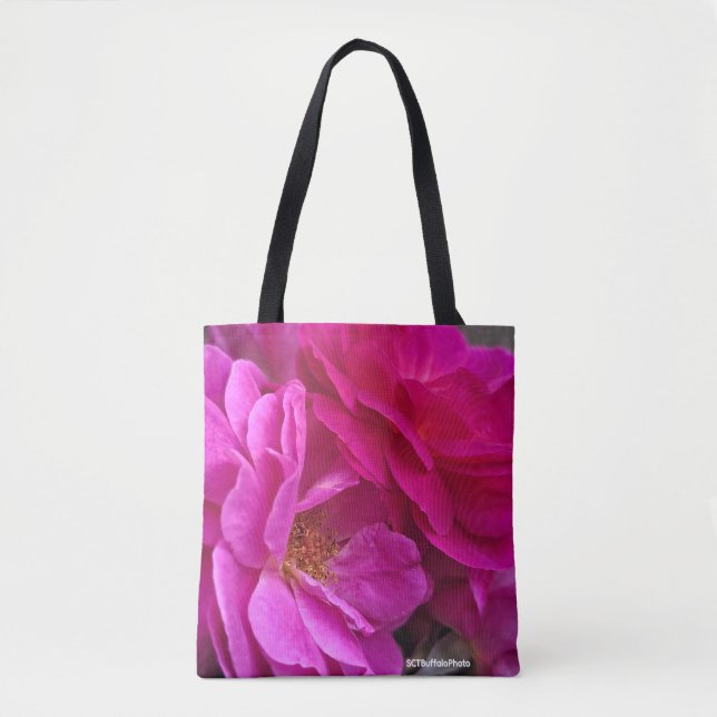 Bolso De Tela Rosas Rosadas (Anverso)