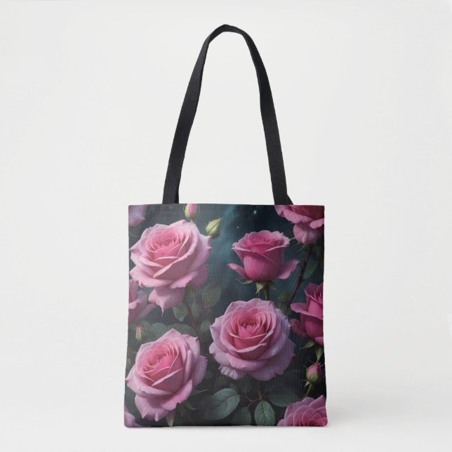 Bolso De Tela Rosas rosadas (Anverso)