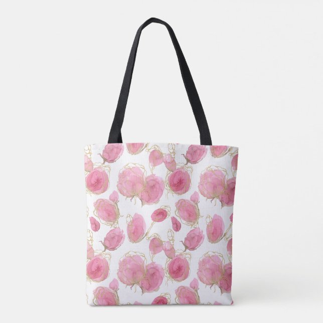 Bolso De Tela Rosas rosadas (Reverso)