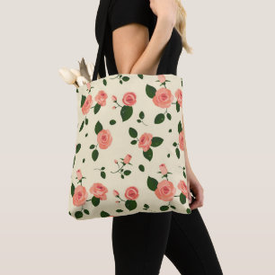 Bolso De Tela Rosas rosadas bonitas patrón rosa pastel