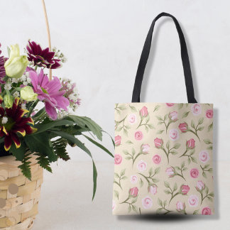 Bolso De Tela Rosas rosas rosadas flotantes con el encanto del p