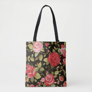Bolso De Tela Rosas rosas rosas: elegante patrón floral.