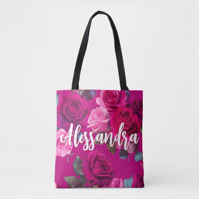 Bolso De Tela Rosas rosas rosas en Viva Magenta | Romántico (Anverso)