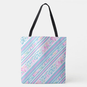 Bolso De Tela Rosas rosas rosas, mariposas blancas y bandas coin