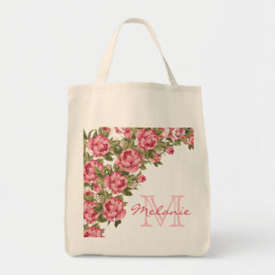 Bolso De Tela Rosas rosas rosas rosadas de color rosa vintage No