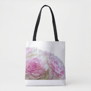 Bolso De Tela Rosas rosas y blancas 3975