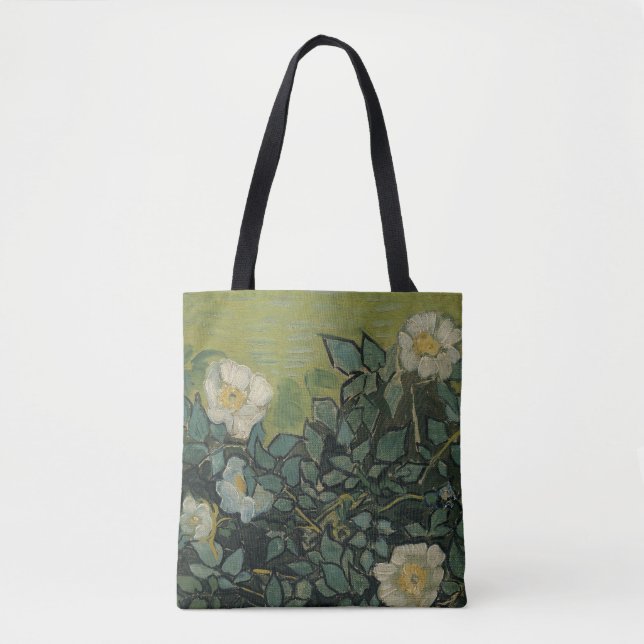 Bolso De Tela Rosas silvestres de Vincent van Gogh (Anverso)