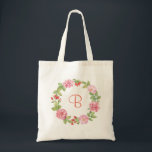 Bolso De Tela rosas silvestres rosados y caderas de rosas de Rub<br><div class="desc">rosas silvestres y caderas de rosa rosadas de Rubor personalizan la bolsa de tocador. Impresión violeta ©</div>