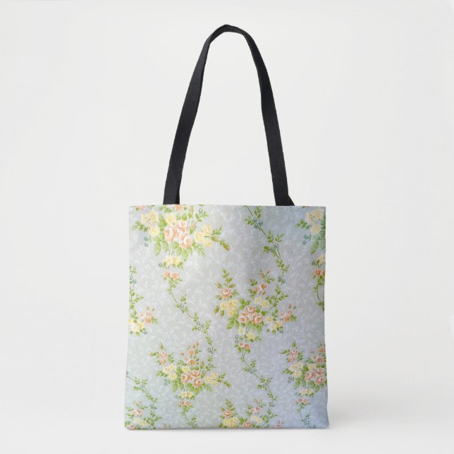 Bolso De Tela Rosas Victorianas y Enredaderas (Anverso)
