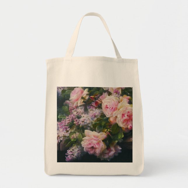 Bolso De Tela Rosas victorianos de época (Frente)