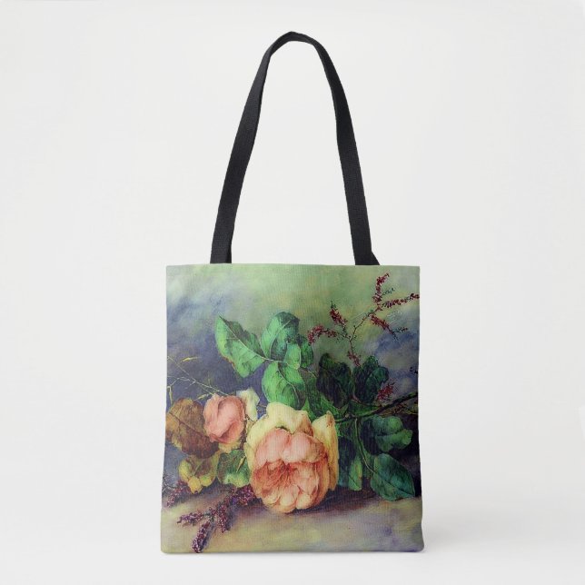 Bolso De Tela Rosas vintage  (Anverso)