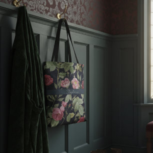 Bolso De Tela Rosas Vintage Con Un Nombre De Diseño Oscuro De Te