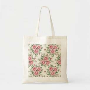 Bolso De Tela Rosas Vintage en Acuarela Rosa Floral Sin Costuras
