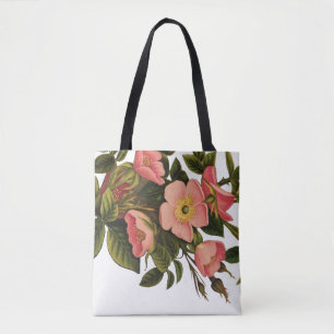Bolso De Tela Rosas Vintage Hermosas Rosas Botánicas Rosadas