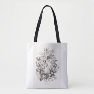 Bolso De Tela Rosas y campanillas (1870) arte cromolitografía. f