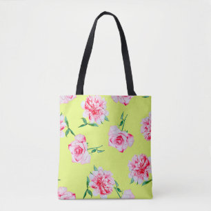 Bolso De Tela Rosas y patrón de ilustracion acuático Peonies