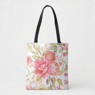Bolso De Tela Rosas y Peony