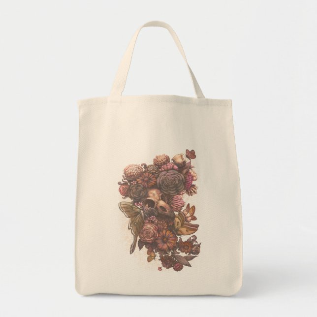 Bolso De Tela Rosas y polillas (Frente)