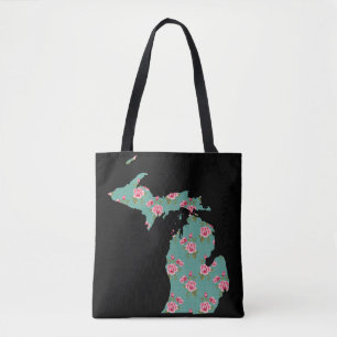 Bolso De Tela Rosas y puntos de Michigan Shabby   Personalizar I