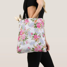 Bolso De Tela Rosas Y Rosas Rosadas