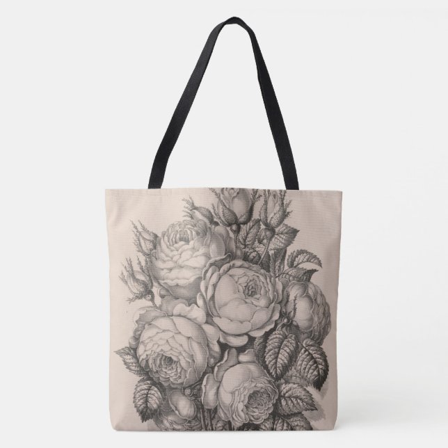 Bolso De Tela Rosas y Rosebuds 02 (Anverso)