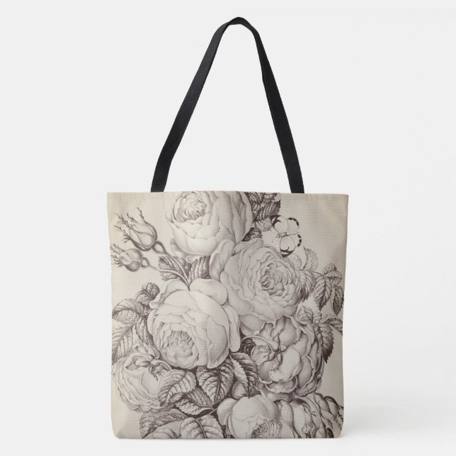Bolso De Tela Rosas y Rosebuds 03 (Anverso)