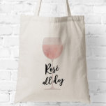 Bolso De Tela Rosé All Day Tall Wine Glass<br><div class="desc">Rosé durante todo el día con una pintura acuarela de una copa de vino alta. Personalizar con su información y cambia cualquier texto que se ajuste a su evento.</div>