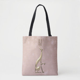 Bolso De Tela Rose Gold Brillante Perro Monogramado
