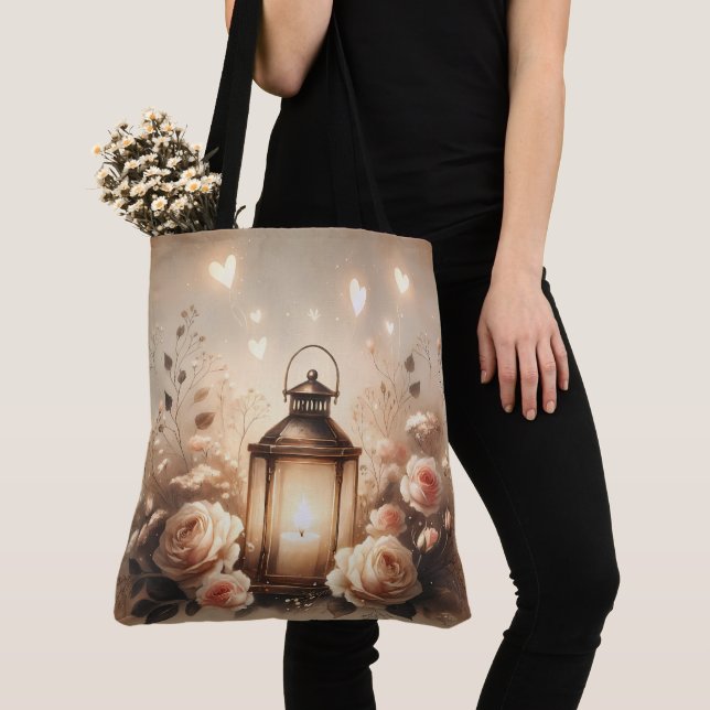 Bolso De Tela Rose Lantern Glow Bouquet (Detalle)