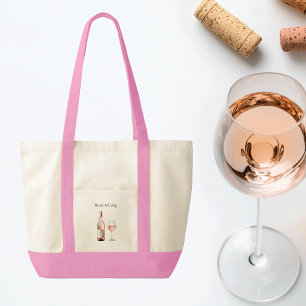 Bolso De Tela Rosé Lover Tote Bag con una frase graciosa